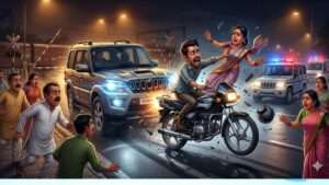 ग्वालियर में बाइक सवार दंपति को कार ने मारी टक्कर, उछलकर गिरे, फिर पति के सामने पत्नी को रौंदकर भागा